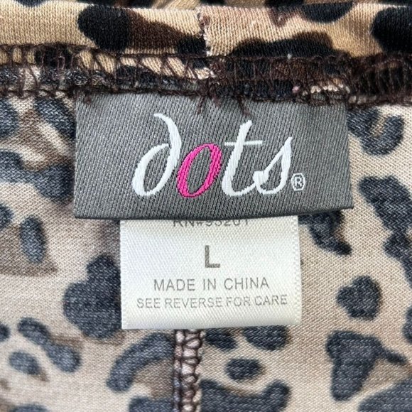 Dots Slit Sleeve Leopard Print Rhinestone Drape Mini Dress in Brown/Black - Sz L - Picture 5 of 7